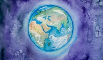Watercolor painting of Earth|f dd b c