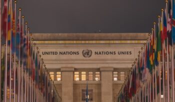 UN building and world flags