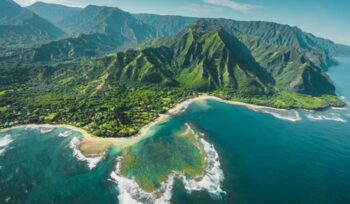 Aerial view of Hawaii coastline